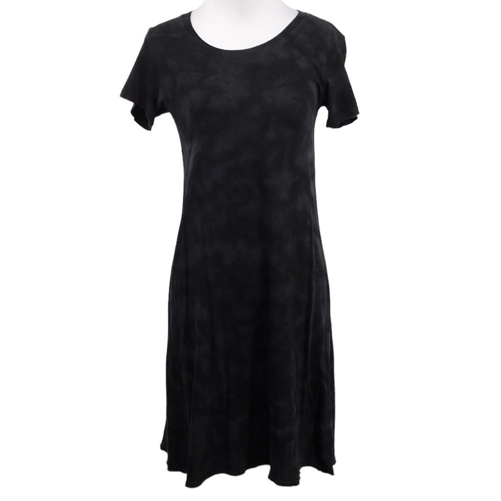 ATM Anthony Thomas Mellilo Tee Shirt Dress XS Black Gray Tie Dye Cotton